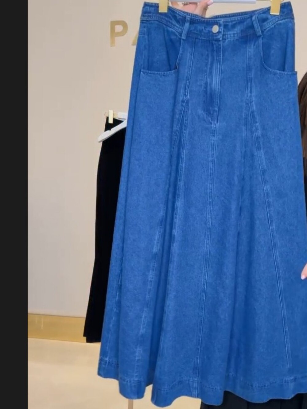 NWOT Aleeza Paris Sample Blue Denim A-Line Maxi Skirt - Picture 1 of 3